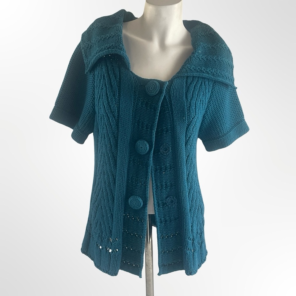 dressbarn Teal Button-Up Women's Cardigan
